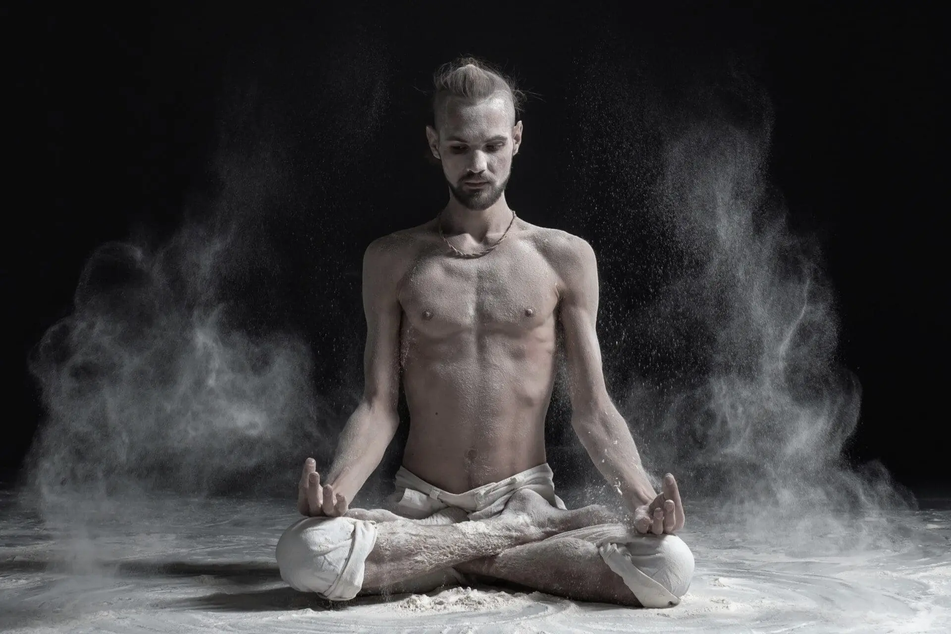 Padmasana with palms in mudra