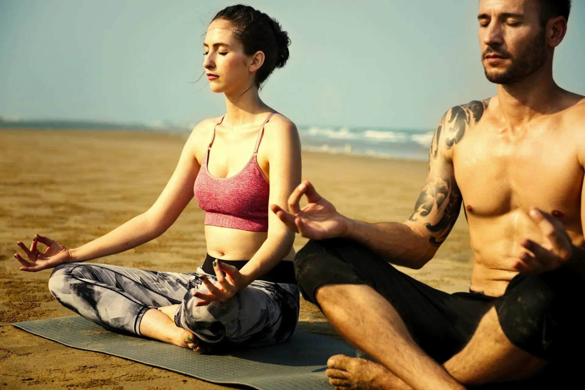 Young Woman Man Yoga Concept