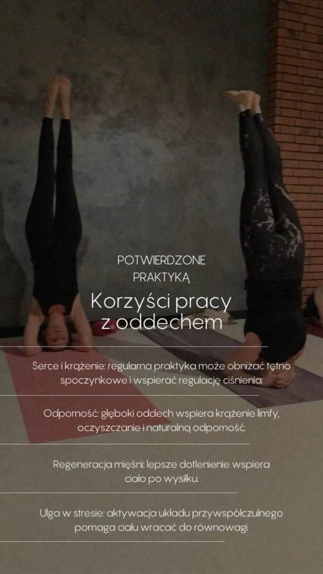 Praca z oddechem to jedna z najprostszych praktyk, które realnie wspierają ciało.

Regularny, świadomy oddech może pomagać w regulacji stresu, wspierać krążenie, regenerację po wysiłku i powrót do równowagi. To nie musi być długa sesja. Wystarczy kilka minut dziennie, żeby ciało dostało sygnał: możesz zwolnić.

Mała praktyka. Duży wpływ.

#oddech #joga #regeneracja #stres #portalmocy