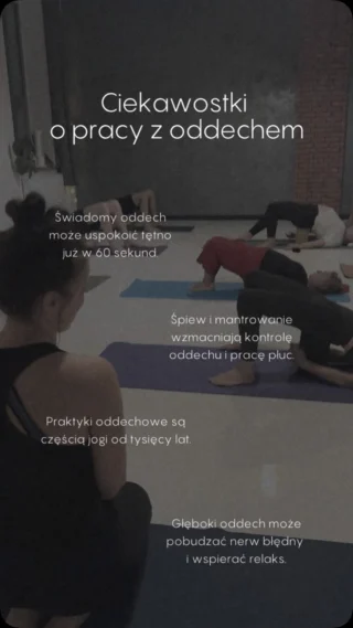 4 rzeczy o oddechu, które warto znać:
💤 Świadomy oddech może uspokoić tętno już w 60 sekund. 
🎶 Śpiew i mantrowanie wzmacniają kontrolę oddechu i pracę płuc. 

Praktyki oddechowe są częścią jogi od tysięcy lat. A głęboki oddech pobudza nerw błędny i wspiera relaks.

Twój oddech to najprostsze narzędzie do regulacji układu nerwowego – zawsze przy Tobie.

#pranajama #oddech #ciekawostki #joga #nerwbłędny relaks jogawrocław